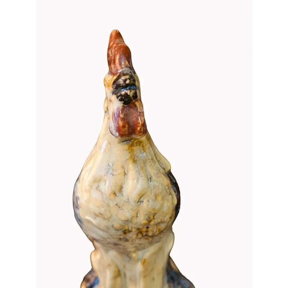 Hand-Crafted Glazed Ceramic Rooster Figurine Farmhouse Kitchen - Picture 6 of 9